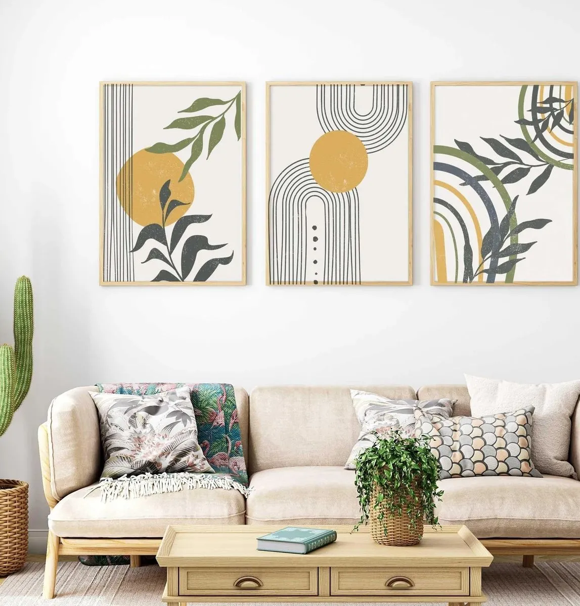 Shades of Green Boho Wall Art Prints - A3 Unframed