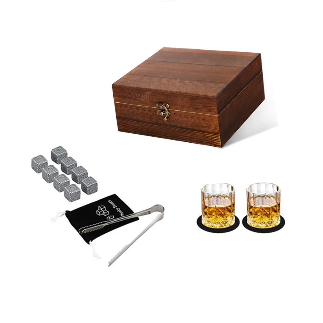 Whiskey Glasses Stones Set, Cool Scotch Set Gifts,Boyfriend Groomsmen Gifts