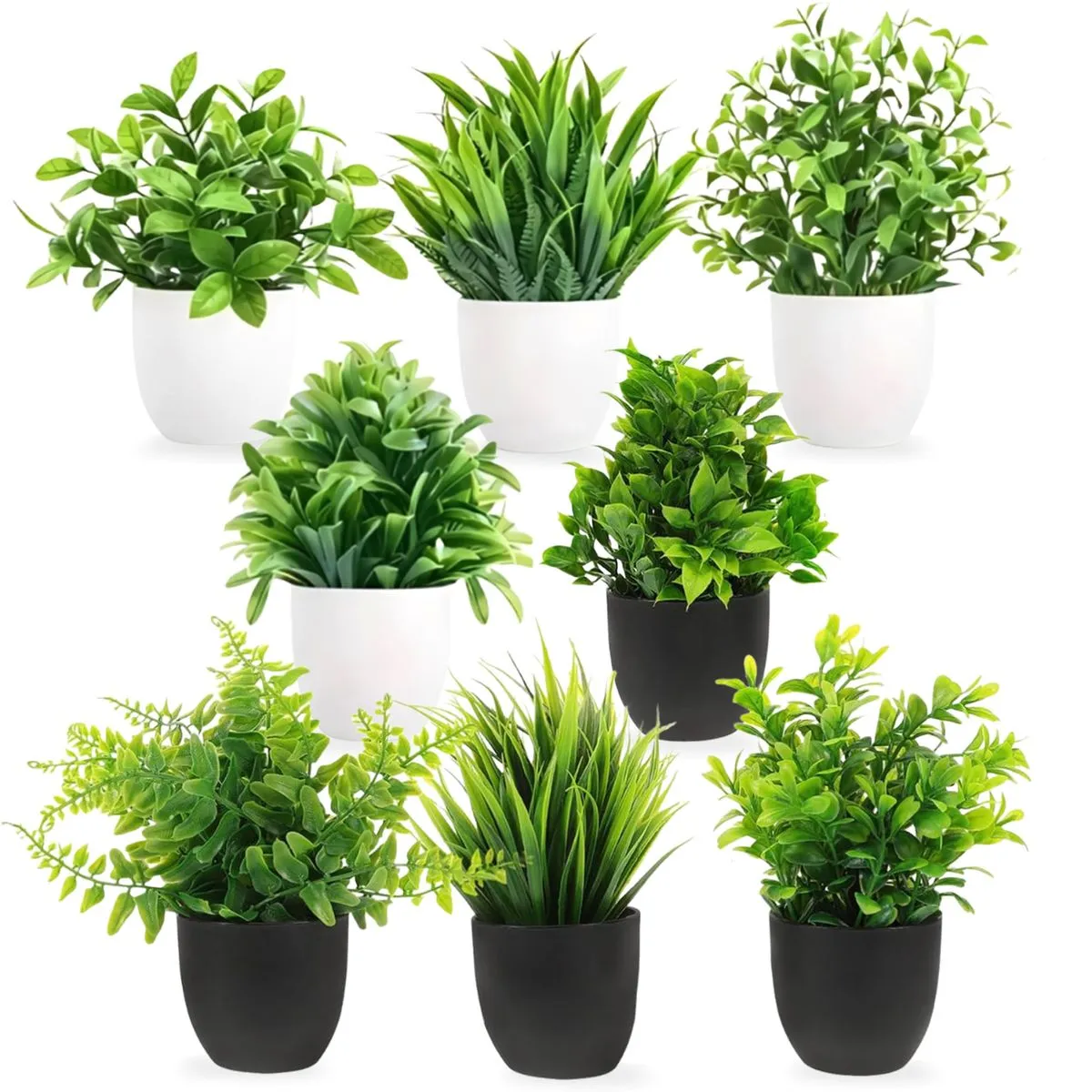 8Pack Fake Plants Small Artificial Faux Potted Plants for Home Decor Office