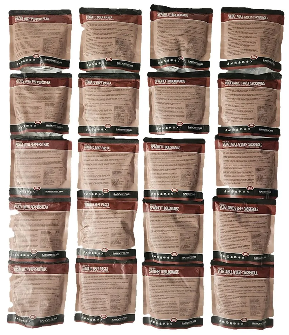 BEEF MIXED MEALS PACK (20 meals) 20 MRES - Menu 4A