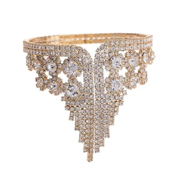Silver Rhinestone Bracelet - Bracelet for Women - Hareness Wedding Brides - Gold