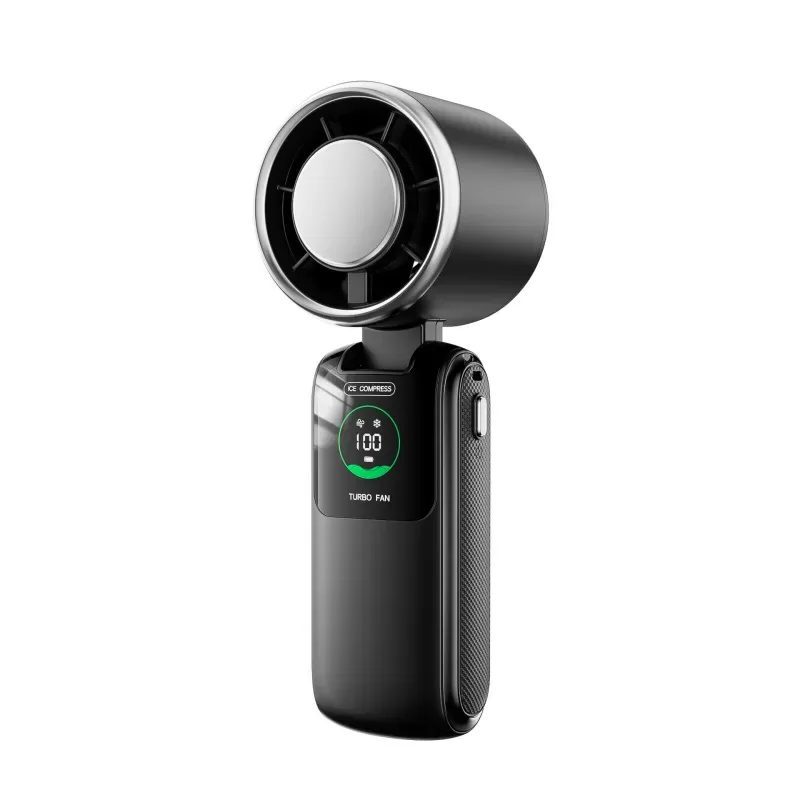 Refrigerating Handheld USB Mini Portable Rechargeable Folding Fan - Black
