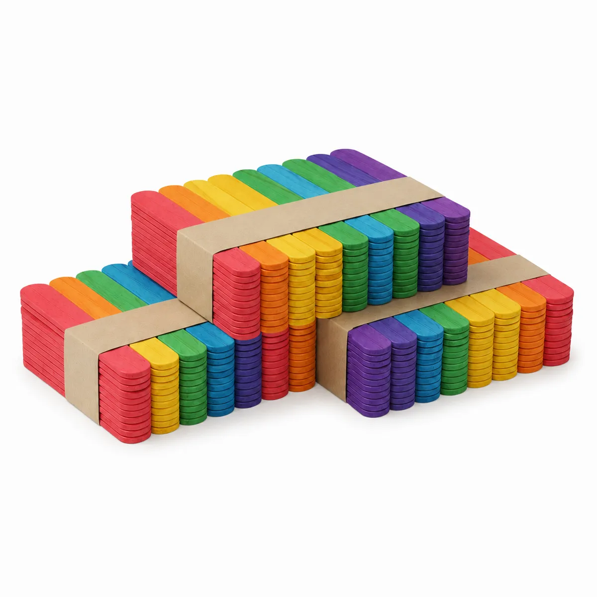 The Fun Store 250 x Large Jumbo Wooden Craft Sticks (15x1.7cm) - Multi Coloured