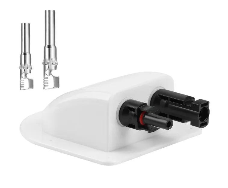 Solar Wire Entry Gland ABS Double Hole Cable Wire Entry Box RV Junction Box - White