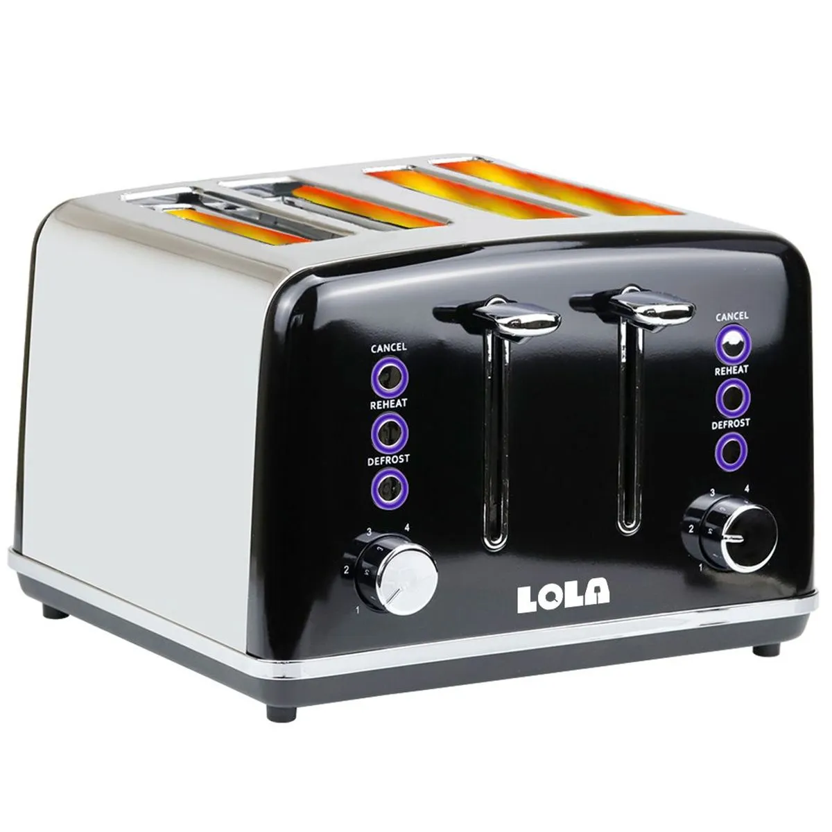4 Slice Vintage Toaster Extra Wide Slots Defrost Reheat Browning for Family