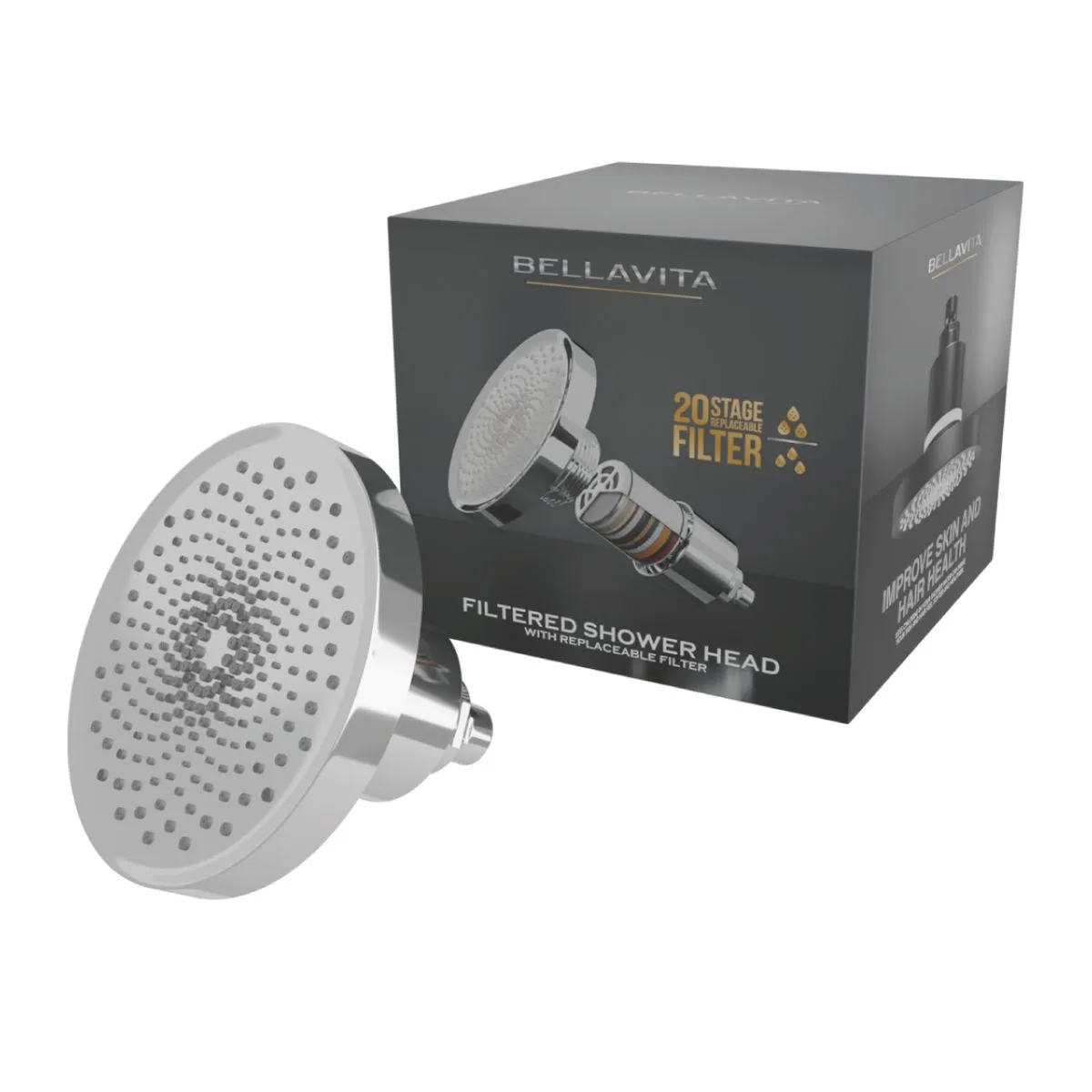 Bellavita Filtered Shower Head | 20 Stage Filtration - Chrome