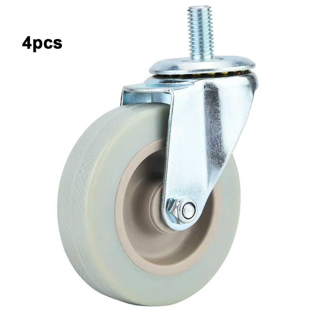 4-Pack 3" PVC Swivel Casters for Furniture, Trolley & Chair Wheels