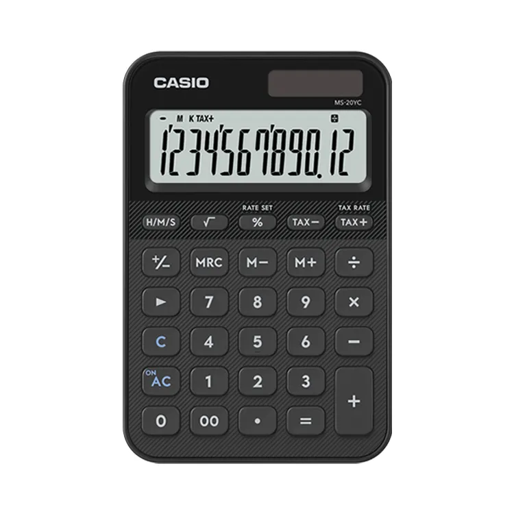 CASIO MS-20YC Mini Desktop Calculator - Colourful Range - Black