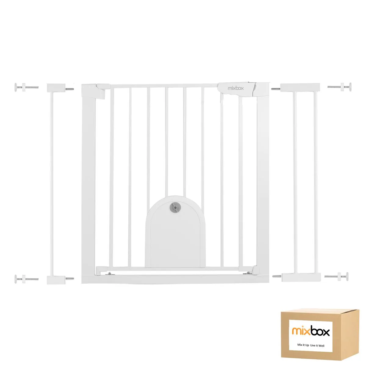 Mix Box 75-96cm Expandable Baby Safety Gate with Pressure Mount & Pet Door