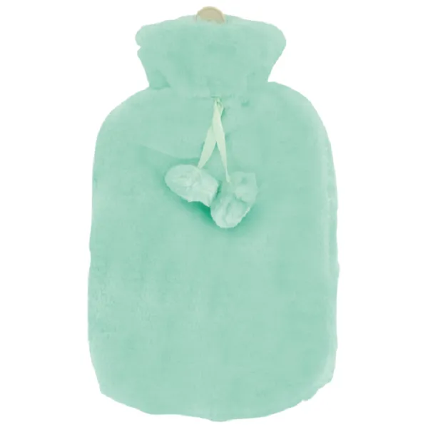 Plain Fleece Covered Hot Water Bottle - Green