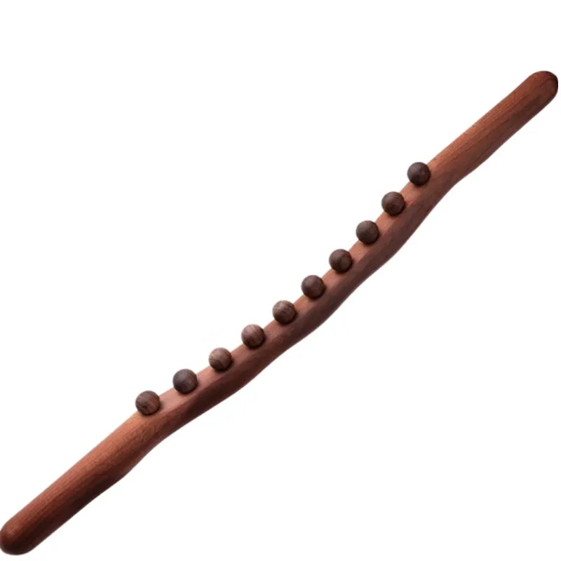Carbonized 10 bead Guasha Stick and Tendon Massage for Whole Body - Dark brown