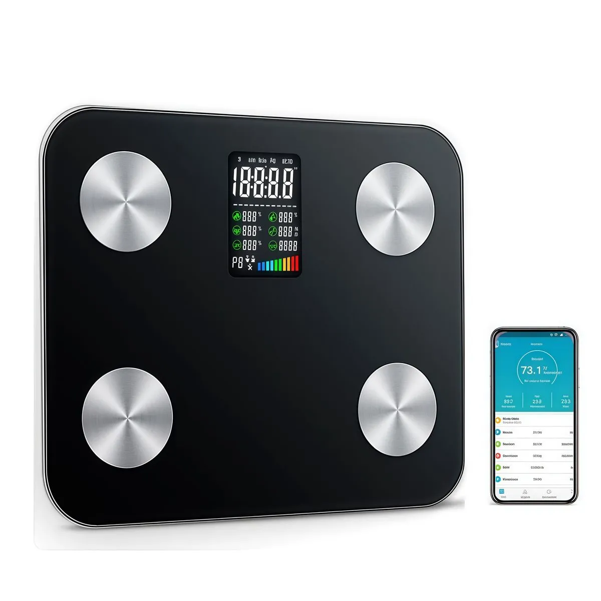 Smart Body Fat Scale Digital Weight Scale 180kg Heart Rate Glass BMI Scale