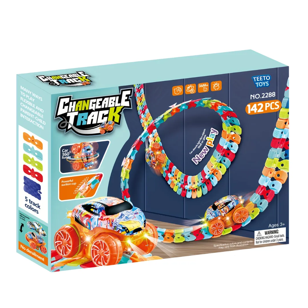 142-Piece Magic Track Car Set- Flexible Race Track with LED Car