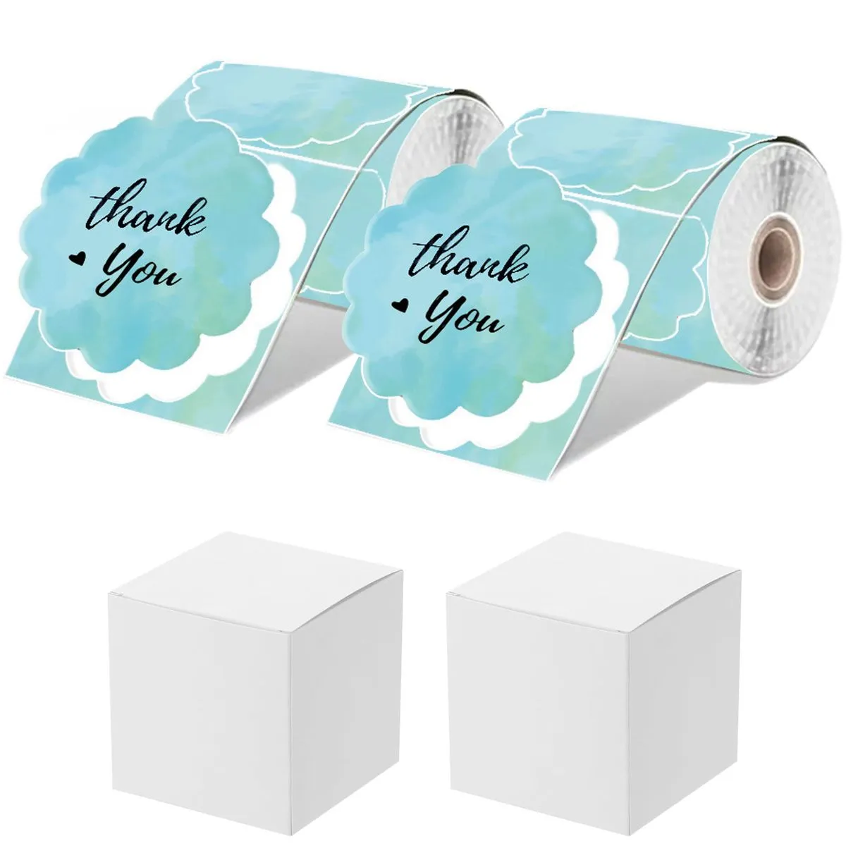 2 Roll 50 x 50mm Dreamy Colorful Thermal Labels Sticker (140 Sheets/Roll - Blue