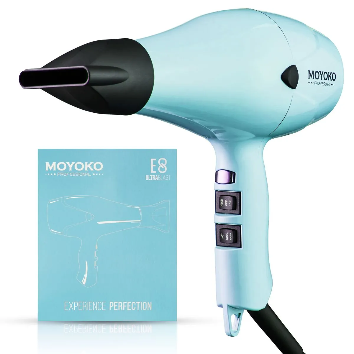Moyoko E8 UltraBlast Hairdryer - Fast Drying Hair Dryer - 2400W - Baby Blue