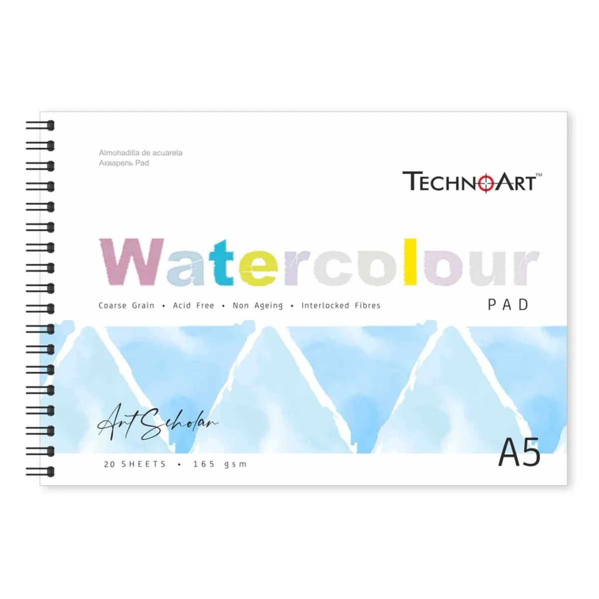 TechnoArt Wiro Water Colour Pad 165gsm - Art Scholar - A5, 20 sheets