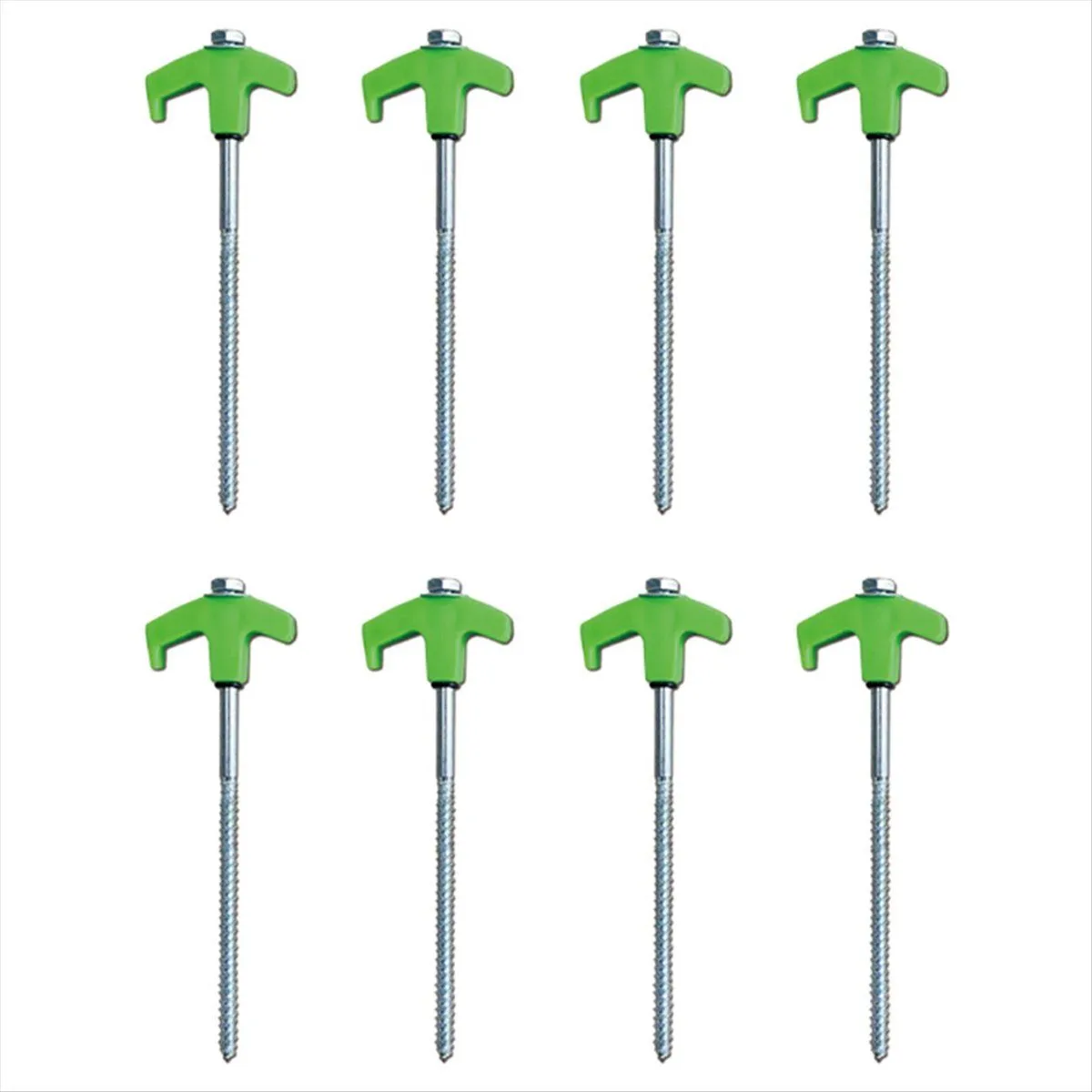 Tent Pegs Camping Stakes Metal Threaded Tent Spikes (8 Pcs) Green
