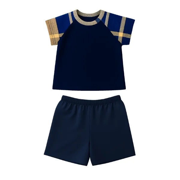 Baby/Toddler/Kids Summer Pajamas for Boys-Checkered Navy