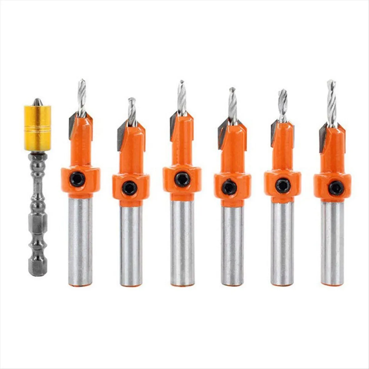 Counterbore Drill Taper Set Woodworking Opener Set, 7Pieces