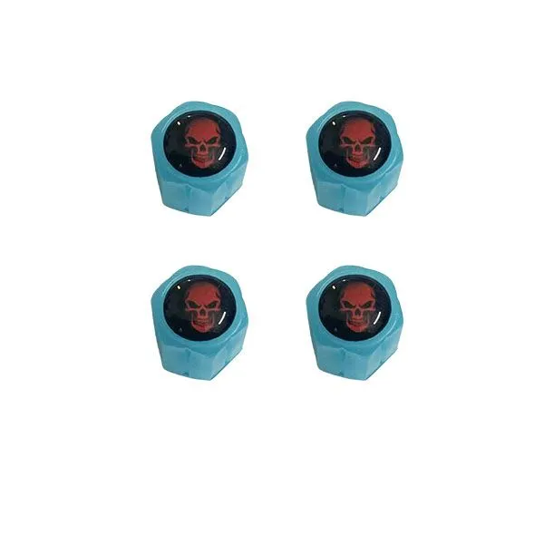 4-Pack Glow-in-the-Dark Valve Caps- Universal Fit for Car, Motorcycle Tyres - Blue