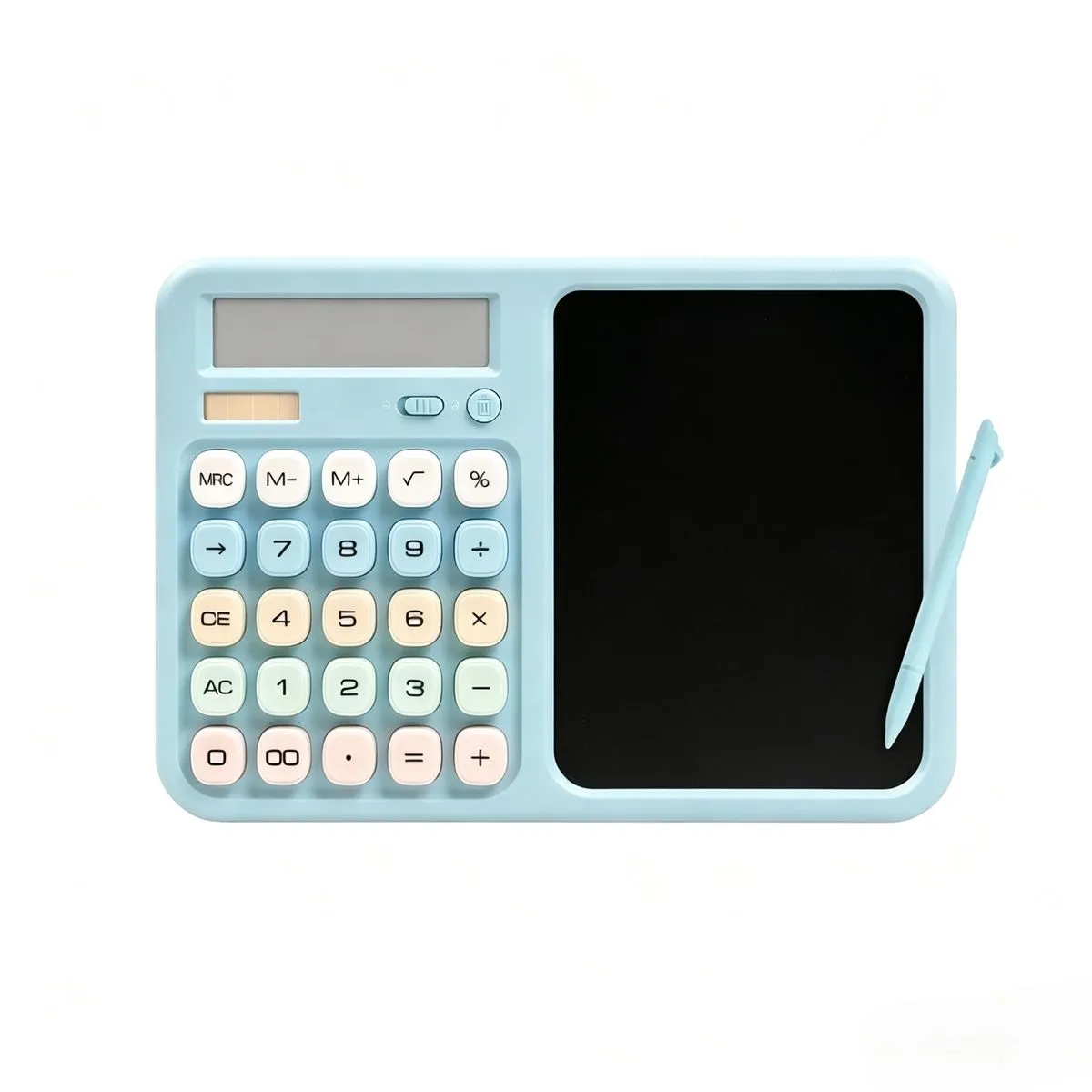 Multifunctional Calculator with Writing Tablet - Solar & Battery Green - Blue