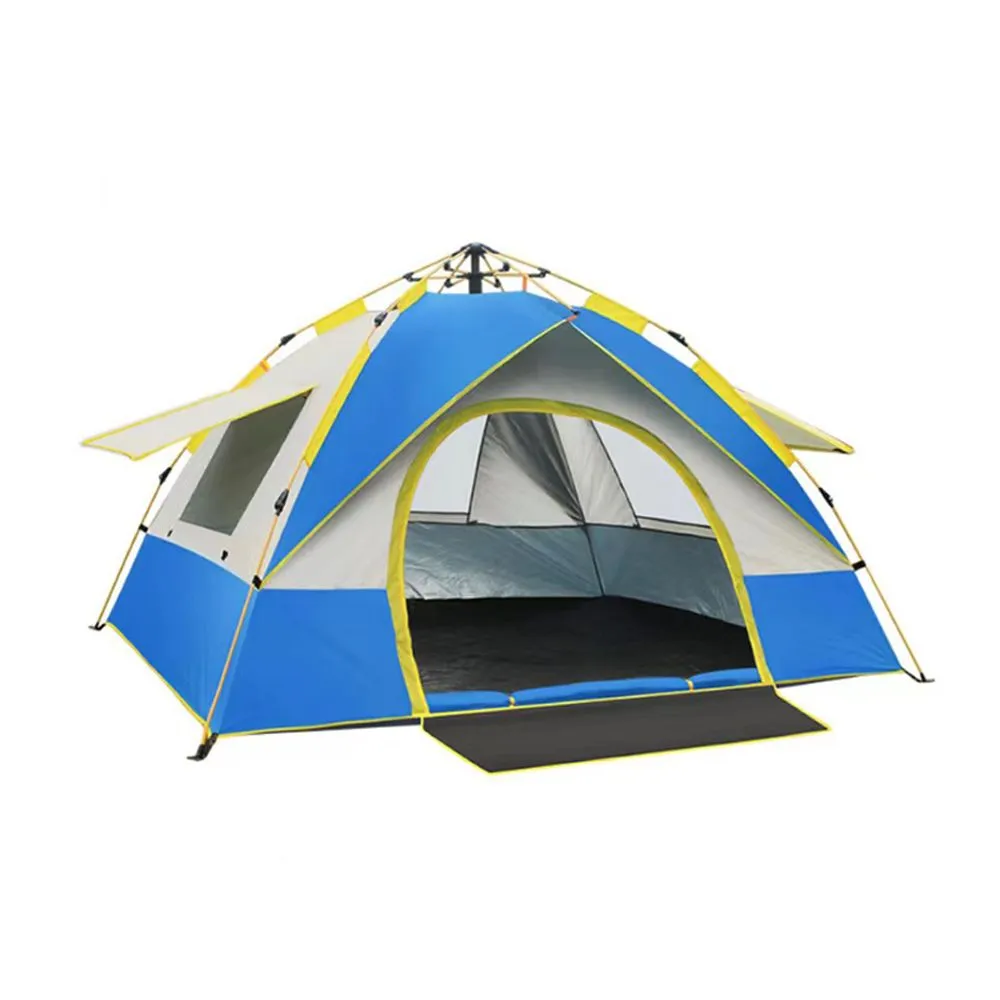 Tent-004-Bl, 3~4 Sleper 1 Door 3 Windows Tent-Blue