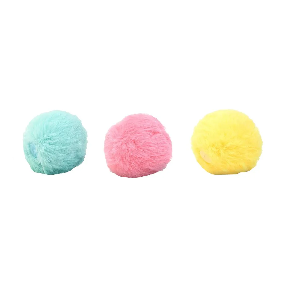 Fluffy Plush Cat Ball Toys Interactive Chirping Balls Cat Kicker Toys - 3 Piece