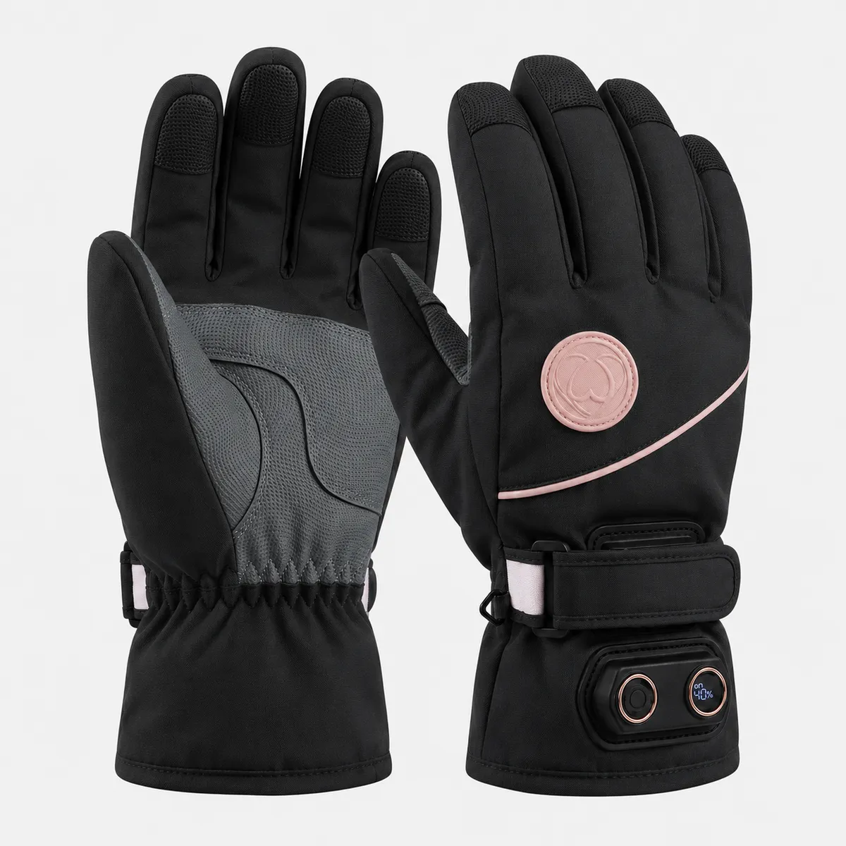 Intelligent Electric Heated Gloves with LED Temperature Display - Black