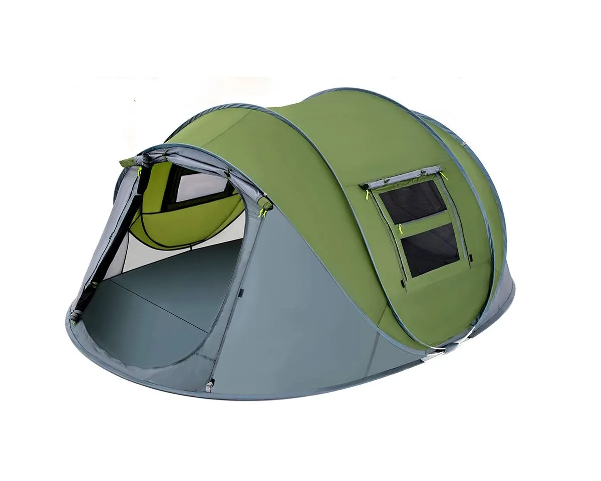 6-8 Person Tunnel Family Camping Fully Automatic Tent - Dark green
