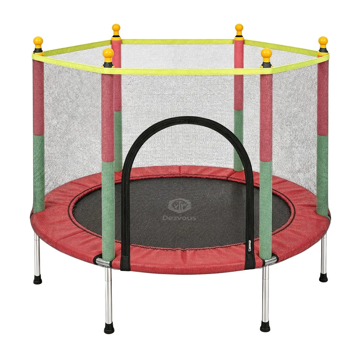 Dezvous 55" Trampoline With Enclosure Kids Indoor/Outdoor Mini Trampoline