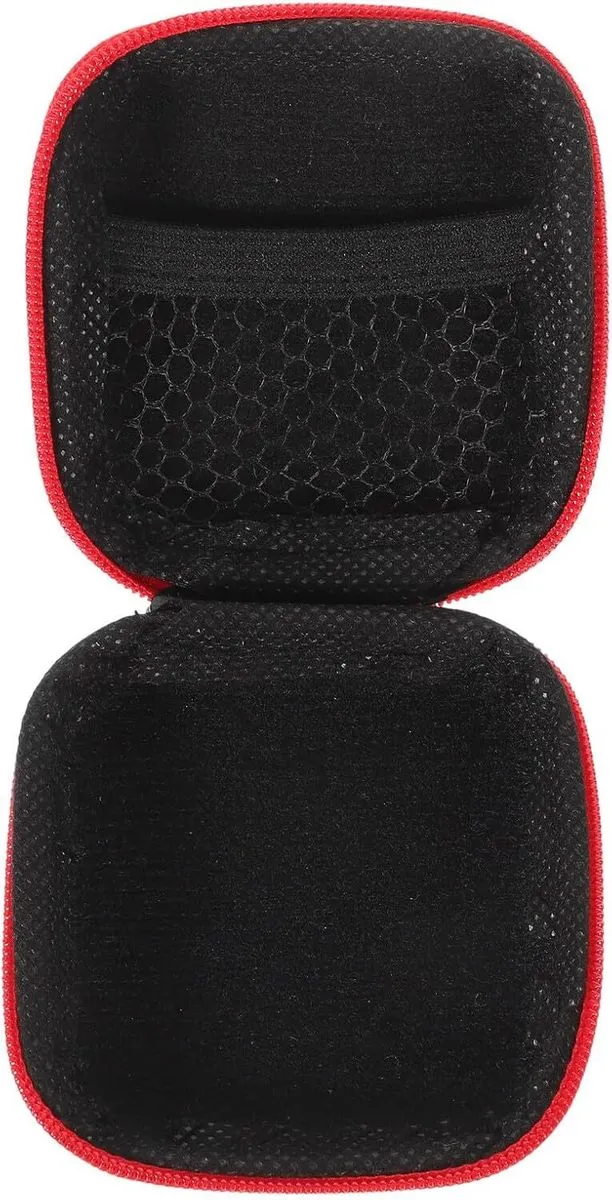 Portable EVA Hard Shell Earbuds Carrying Case With Cable Organizer, Red