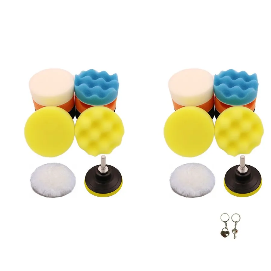 2 Pack-11-Piece Drill-Powered Foam Polishing Pad Set