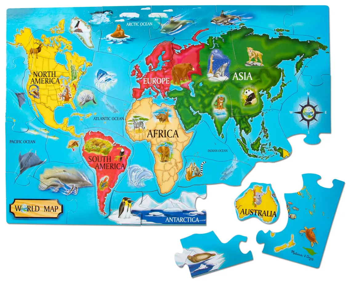 Melissa & Doug World Map Floor Puzzle (33 Piece)