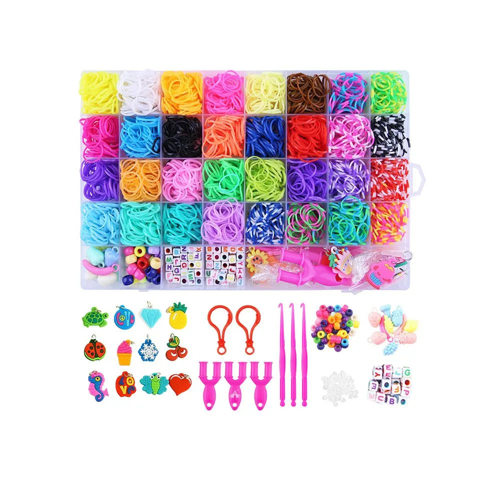 ALANES Rainbow Rubber Bands Bracelet Loom Rubber Bands Kit Arts Crafts Set