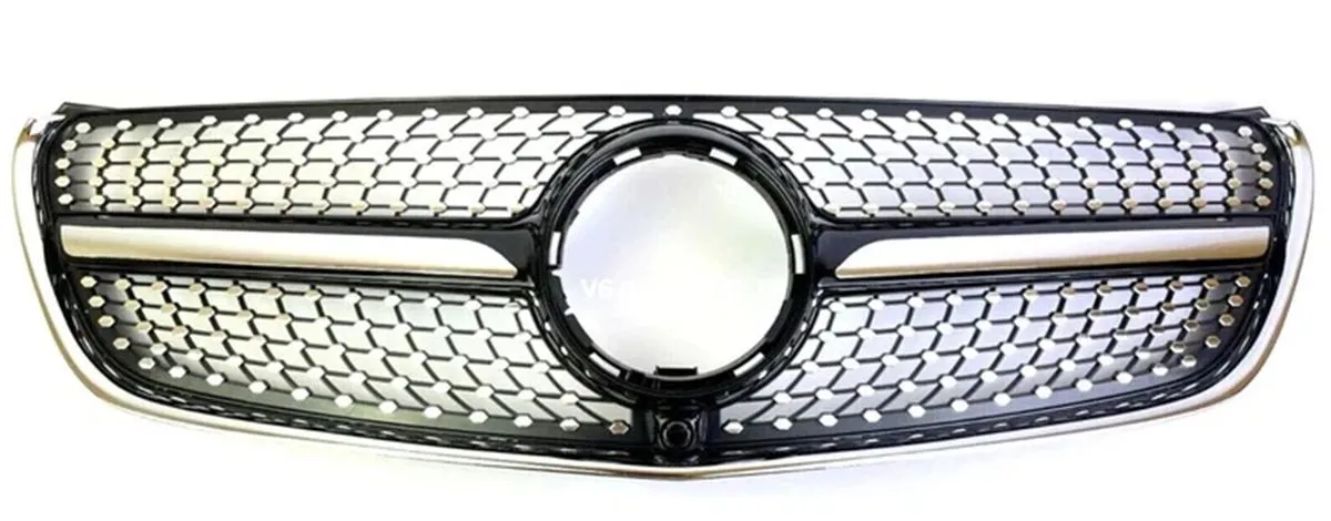 For Mercedes Benz V Class W447 2014-2019 Diamond Front Upper Grille Grill - Black