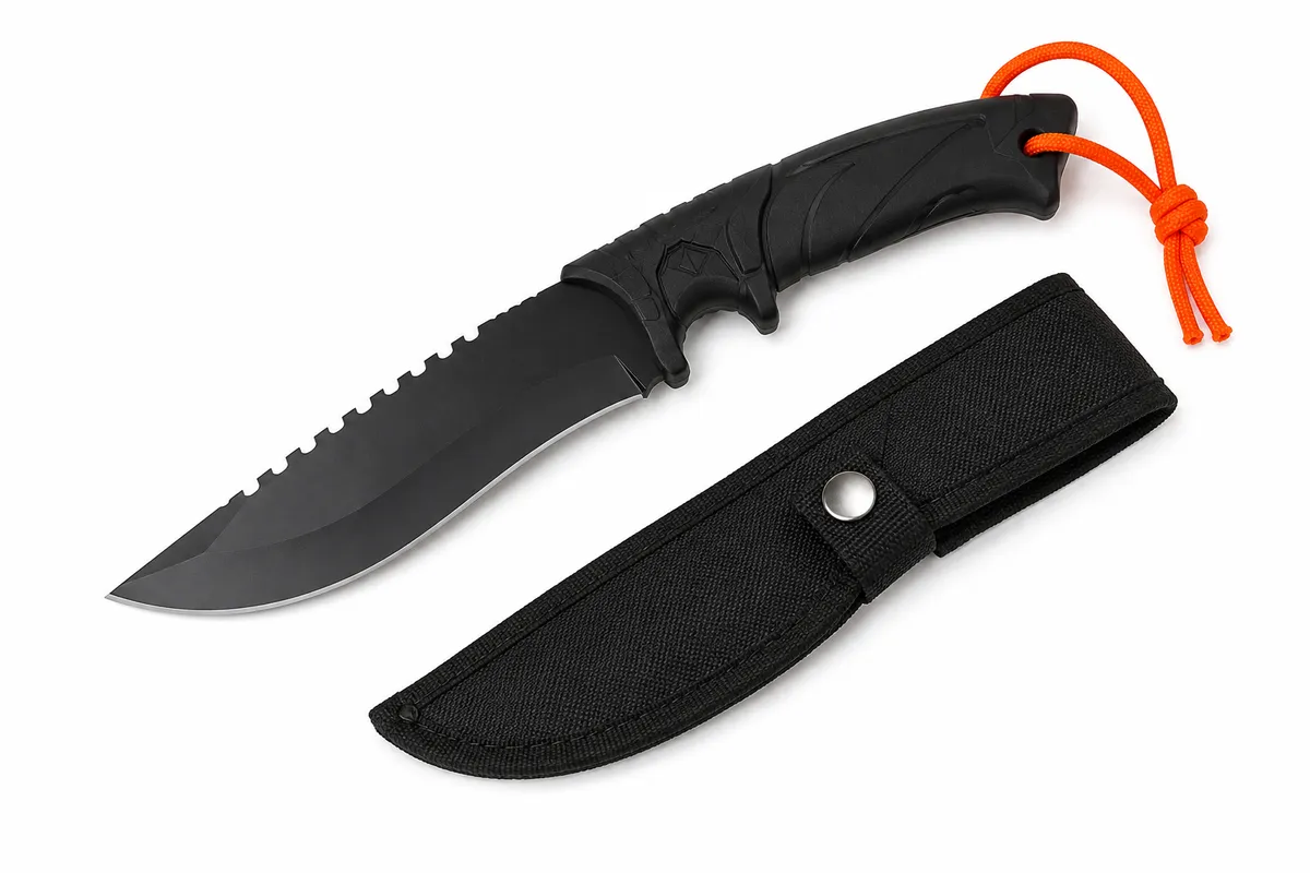 Outdoor Fixed Blade Camping Knife with Sheath - Black - 260mm