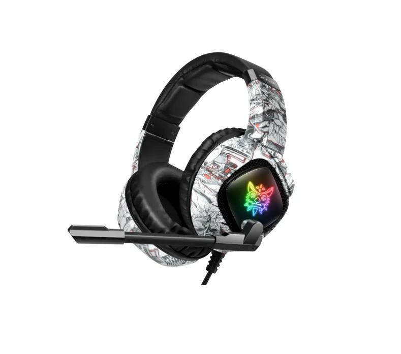 Onikuma K19 Gaming Headset - Grey Camouflage Compatible with PS5, Xbox & PC