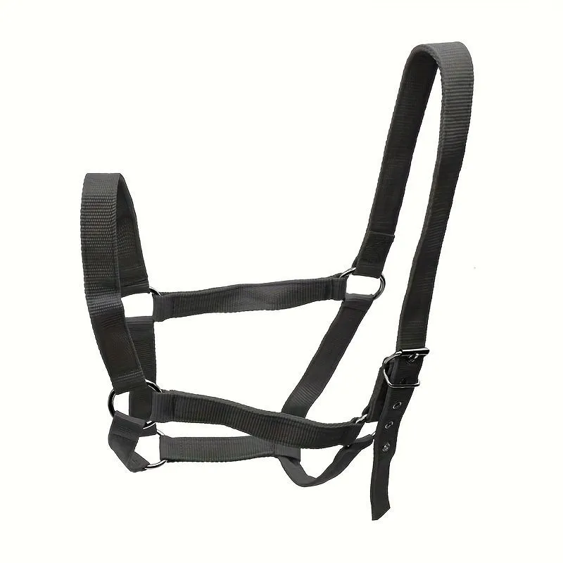 Adjustable Nylon Horse Halter - Black