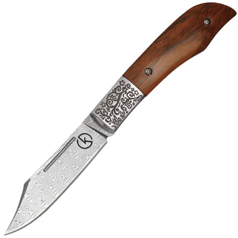 Koch Knives KKJ152 Stainless Damascus EDC Slip Joint Biltong Knife