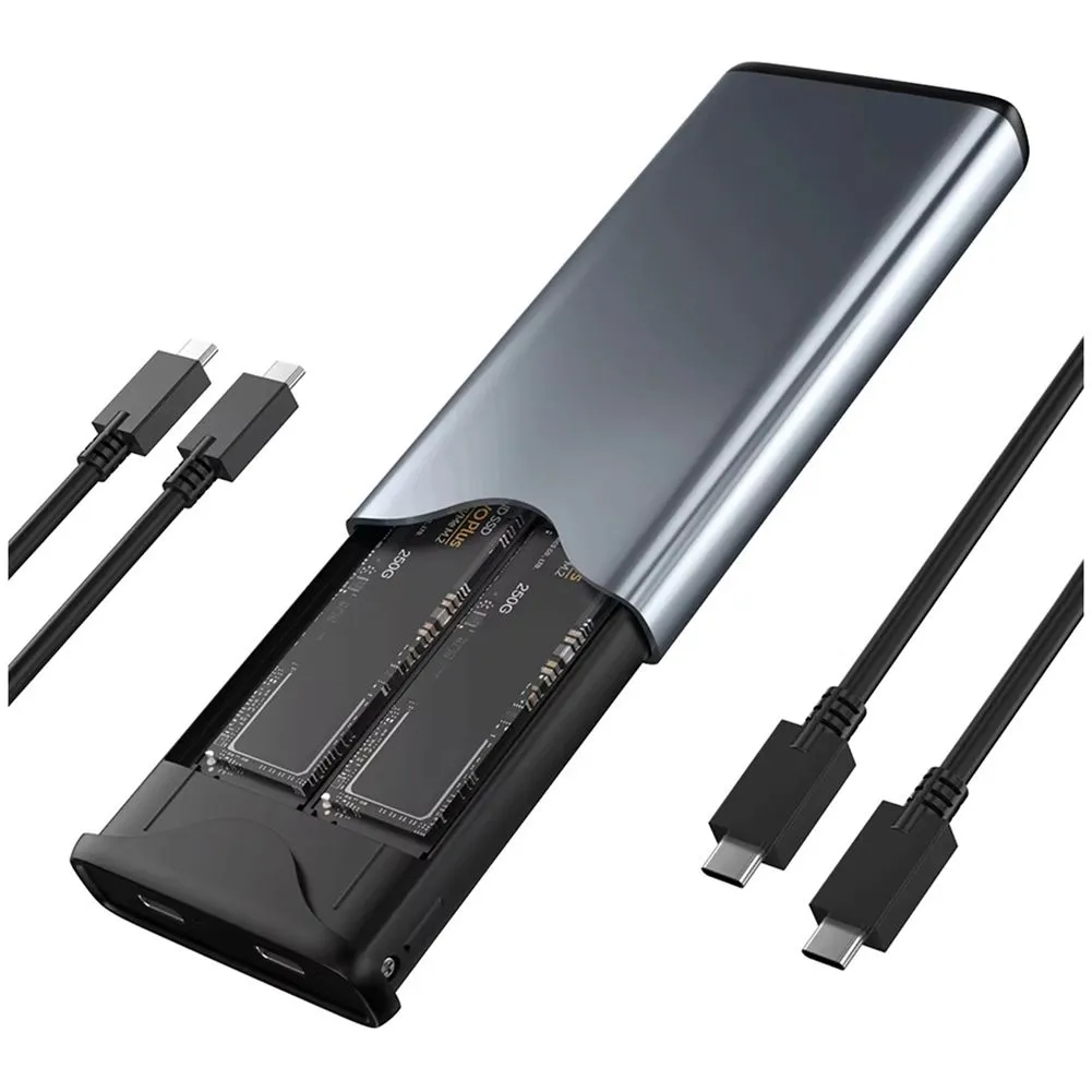 M.2 SATA NVME Dual Protocol SSD Enclosure Dual Bay SATA&NVME SSD