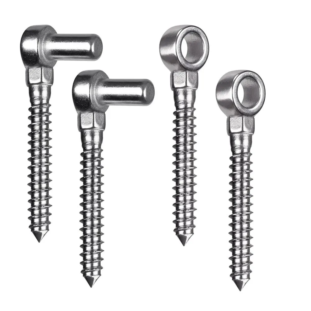 Tool DIY Stainless Steel Screw Hook Gate Hinge 4Pcs - (12cm)