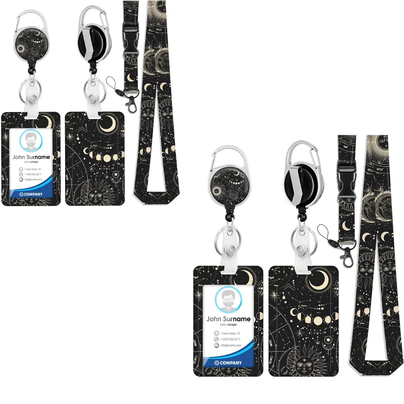 2 Sets ID Badge Holder with Lanyard and Retractable Badge Reel Clip