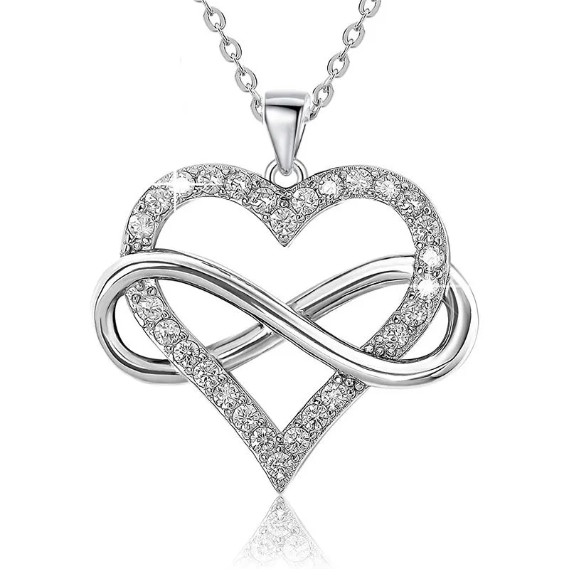 Women's925 Sterling Silver Heart Necklace,with Cubic Zirconia
