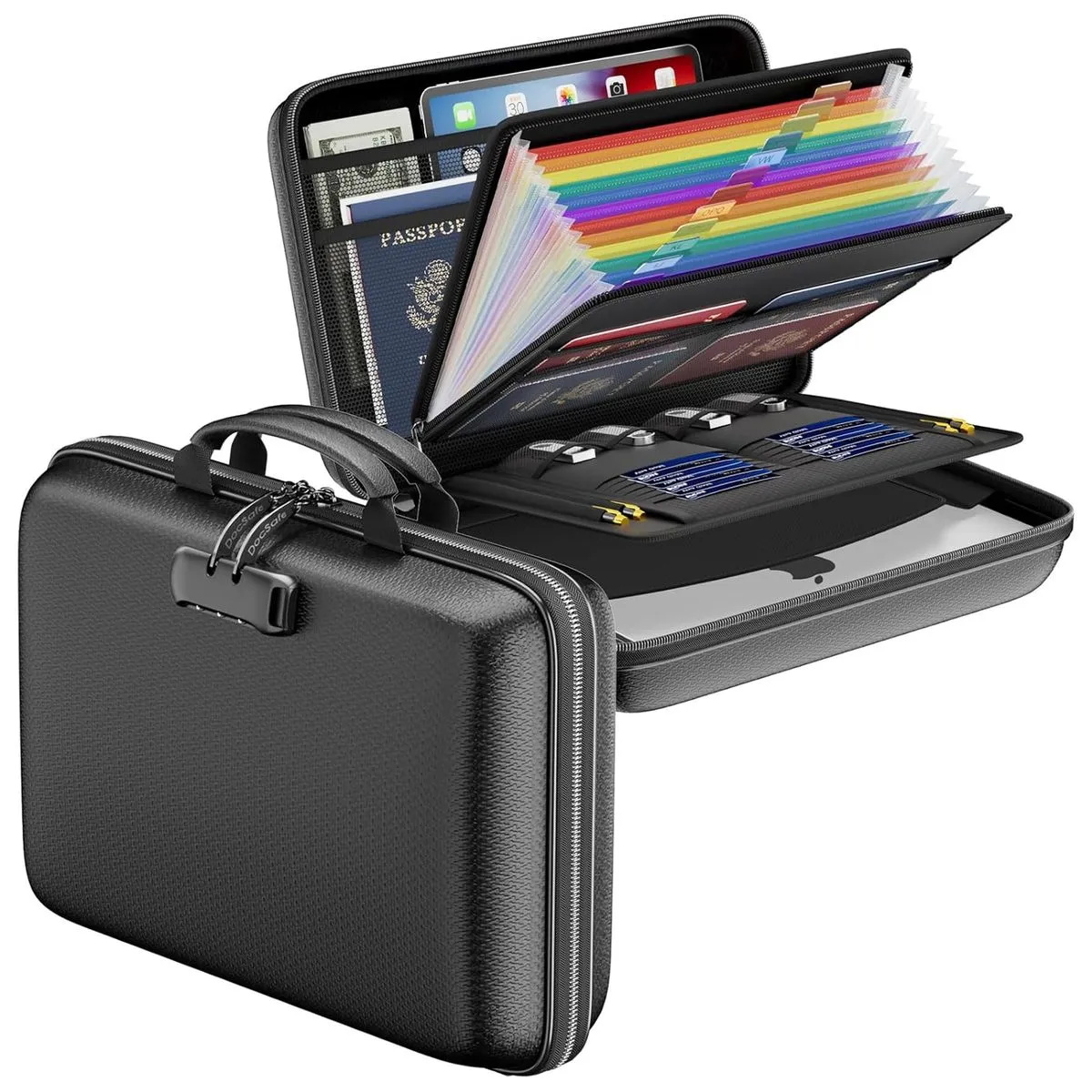 Fireproof File Organizer with Lock, Hard-Shell Case Fireproof Document Box