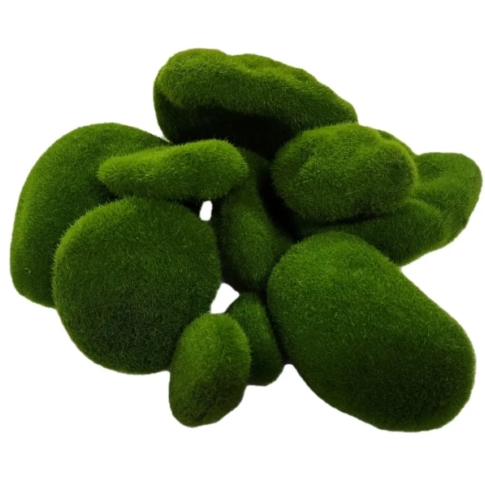 Garden Decor 10pcs Moss Covered Stones for Terrariums Assorted Size