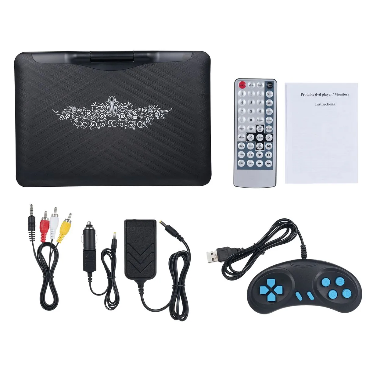 20.8" Portable EVD Player 270 Swivel HD Screen Game Car Charger