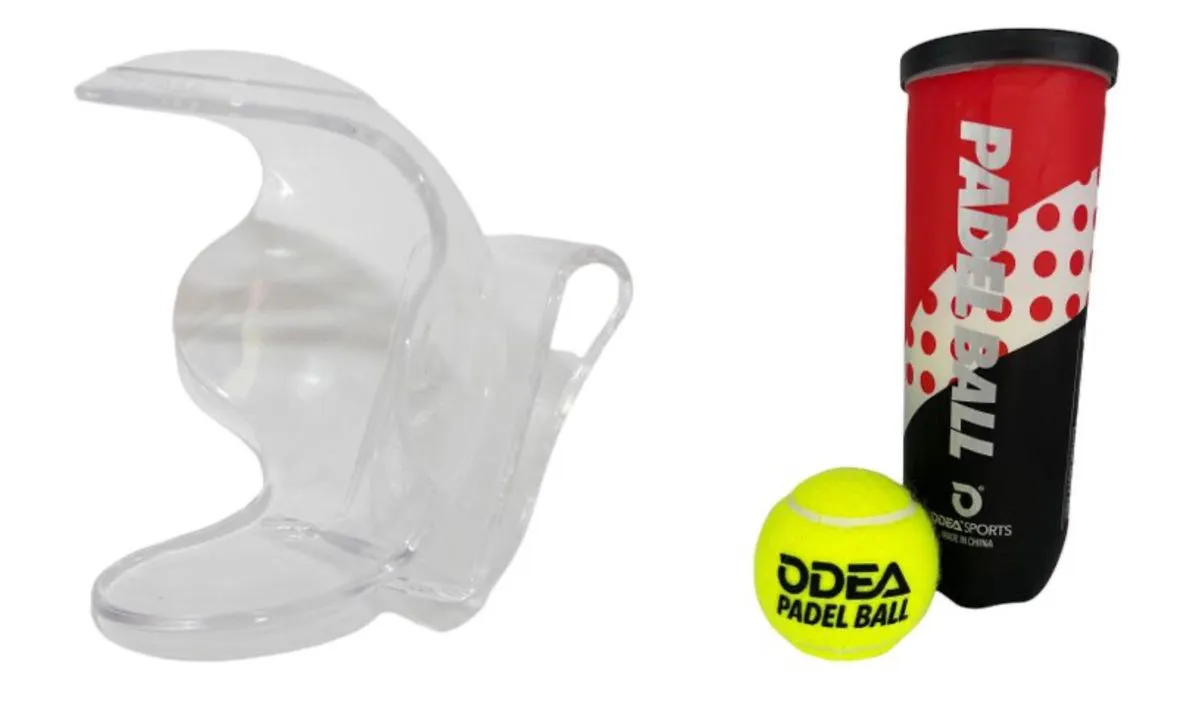 Odea! Three Padel Balls in Tube and Clip on Tennis Padel Ball Holder - Transparent