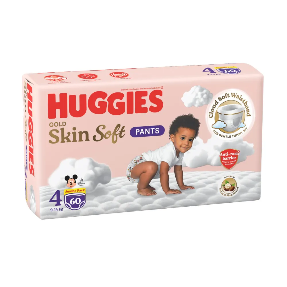 Huggies Gold Skin Soft Nappy Pants - Size 4 - 60 Pants Jumbo Pack