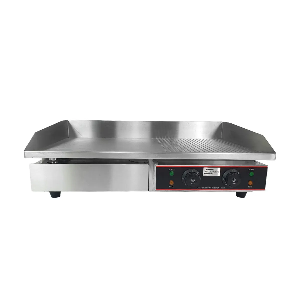 Aloma - Electric Flat Top Half Ribbed Griddle - 720mm - Silver