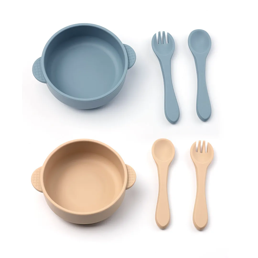 6PCS Silicone Baby Feeding Set BPA Free Baby Suction Bowls & Spoons Utensil